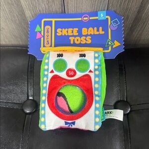 New Barkbox Skee Ball Toss Small Bark Dog Plush Ball & Crinkle Squeaky Toy